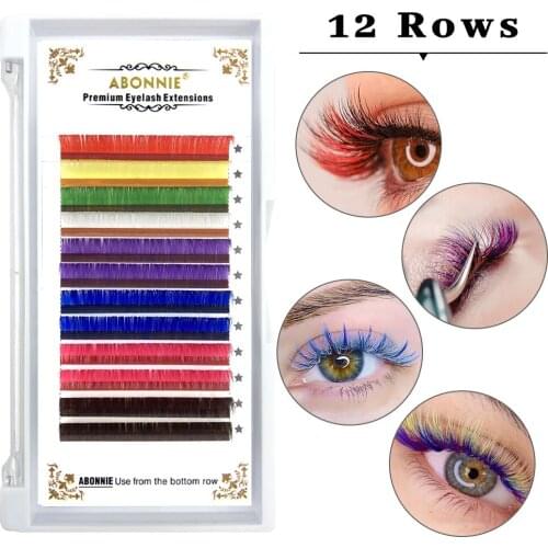 Abonnie Colored Eyelash Extension 8Colors Mix in 1Tray Premium Individual Mink Colorful Lashes All Size Cilios