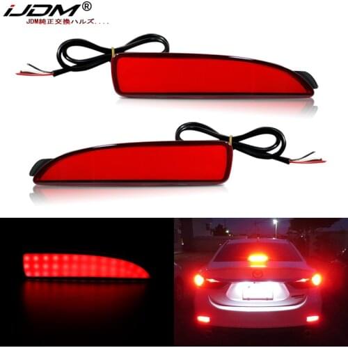 IJDM LED Bumper Reflector Lights For Mazda 3 5 6 Function as Tail,Brake & Rear Fog Lamps,Turn Light,For Mazda 3 Rear side marker