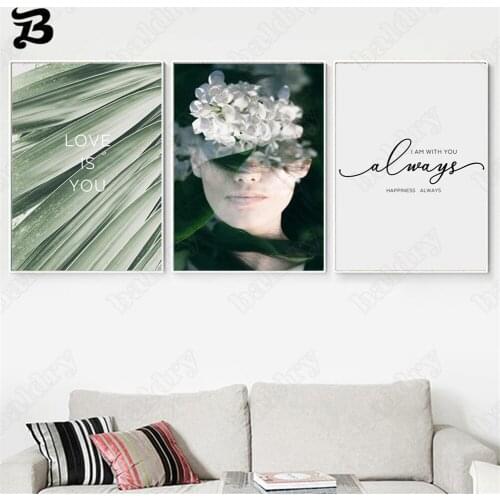 Canvas Painting Woman Flower Wall Art Surrealism Nordic Modern Posters and Prints Wall Pictures for Living Room Home Wall Decor