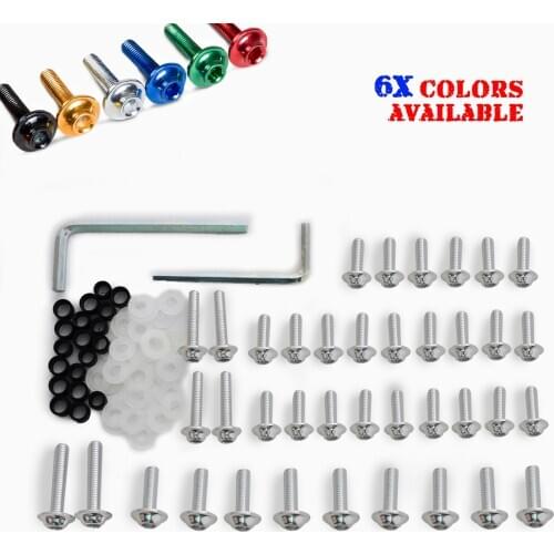 M5 M6 Motorbike Bodywork Fairing Bolt Screws Kit For Yamaha YZF R6 2003-2007 YZF R6S 2006-2008 & Spanner Plastic Pillar Sliver