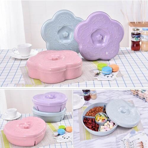 Packing Box Storage Box Wheat Straw Box With Compartments Kitchen Tools Multifunction Embossed Cookies Candy Storage Cases 1pcs