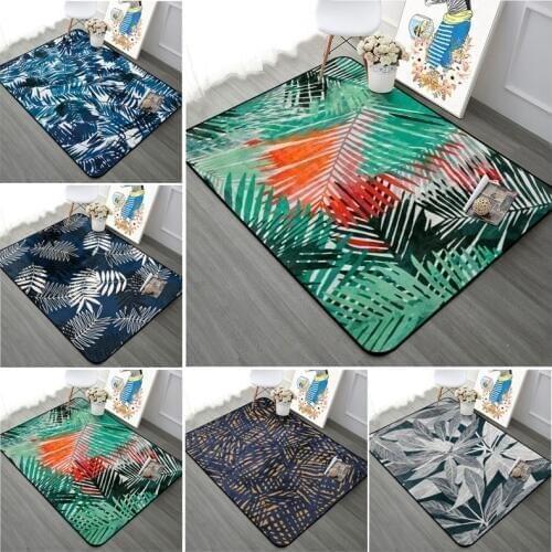 Noridc Green Leaf Pattern Carpet Living Room Tea Table Home Decor Rug Bedroom Bedside Rectangle Carpets Computer Chair Area Rugs