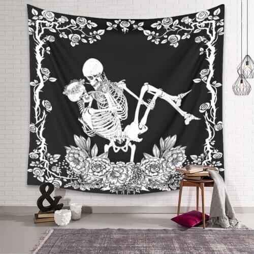 Mandala Skull Printed Tapestry Art Tablecloth Bohemian Beach Towel Tarot Wall Hanging Blanket Yoga Mat Halloween Tapestry Ouija