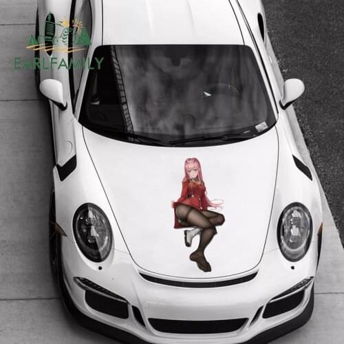 EARLFAMILY 43cm x 20.5cm For Zero Two Motorcycle Car Stickers Personality Fine Decal Waterproof Scratch-Proof Decoration