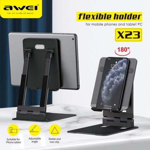Awei X23 Tablet Desk Holder Mobile Phone Holder Stand Foldable Stand Desktop For iPad iPhone Xiaomi Samsung Adjustable