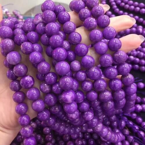 Genuine Natural Phosphosiderite Stone Beads Loose Round 6/8/10mm Beads Strand Purple Mica DIY Bracelet Necklace Jewelry Making