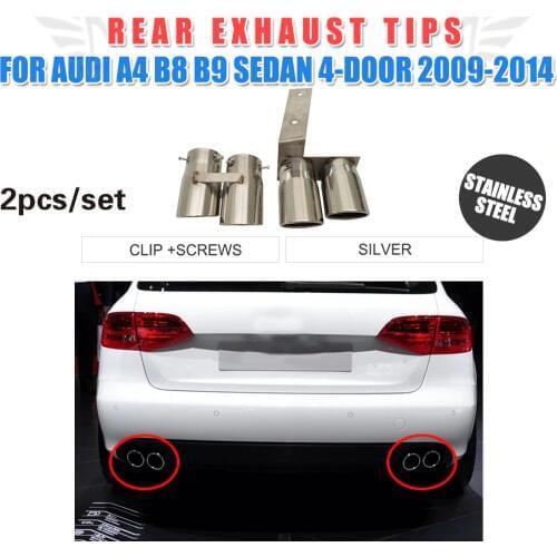 Stainless Steel Car Muffler Exhaust End Tips for Audi A4 B8 B9 2009 - 2014 Car Accessories 2pcs/set