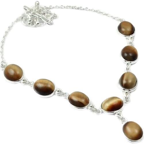 NiaoZaiFei YunZaiKan Tiger eye Necklace 925 Sterling Silver, 42.5 cm, MHBNE0108