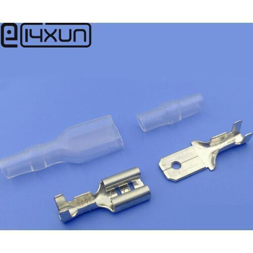 Free shipping 25set=100pcs 6.3mm Crimp Terminal Female Spade Connector + Male Spade Connector+ Case