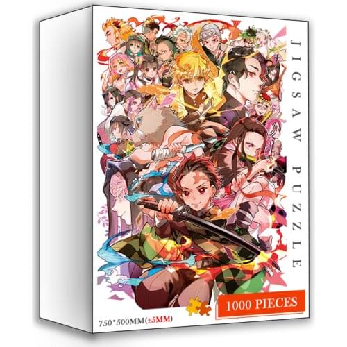 Wooden 1000 Pieces Puzzle Demon Slayer Anime Cartoon Jigsaw Adults 1000 Pieces Wood Jigsaw Puzzles Educational Toys for Children