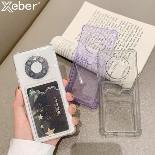 Shockproof Transparent Card Holder Phone Case For Huawei P40 P30 Mate 40 Pro 30 Nova 8 7 6 5G 5 Wallet Soft Silicone Back Cover