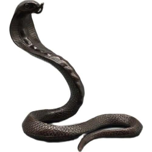 Christmas Chinese fengshui Old Bronze brass Wild animal KING COBRA King Snake Cobra Statue Brass Copper Sculpture Halloween 839g
