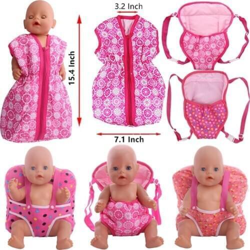 Doll Backpack Travel Packets Carrying Bags Doll Portable Detachable Doll Clothes For 18 inch 43cm Doll Clothes Born Babies Doll