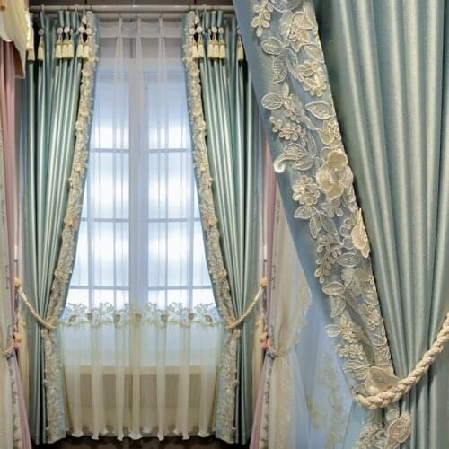 European Style Curtain Chenille Blackout Embroidered Curtain For Living Room Bedroom