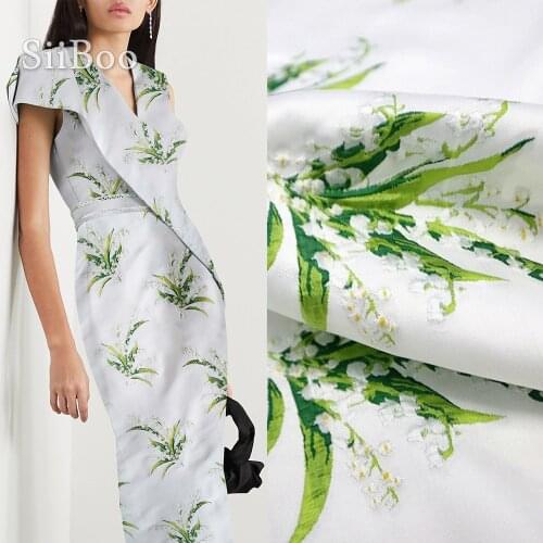 Siiboo French elegent embossed plant pattern jacquard fabric for women dress suits Elegante tejido jacquard francés sp6214