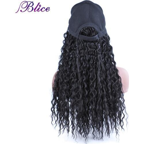 Blice Synthetic Hair Extensions New Baseball Cap with Kinky Curly Hair Extensions Black Cap With 18 Inch Hair For Girls