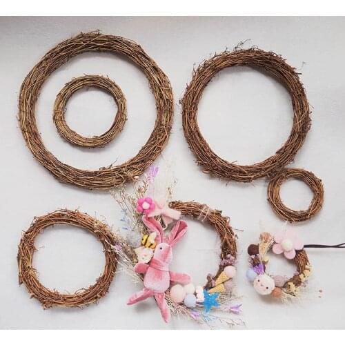 Diy Dry Wicker Woven Wedding Christmas Decoration Manual Natural Wreath Heart Flower Shop Accessories Door Hanging Floral Wreath