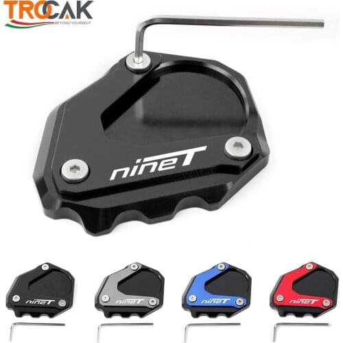 With Logo NINET CNC Foot Side Stand Extension Pad For BMW R Nine T R NineT RNINE T 2014 2015 2016 Kickstand Plate Enlarg