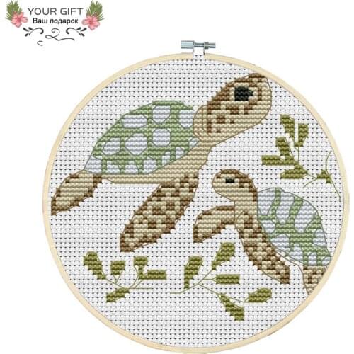 Your Gift DK077 11CT Counted and Stamped Home Decor Little Turtle Looking For Mom Needlework Needlepoint Cross Stitch kits