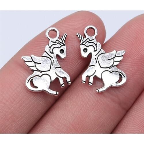 WYSIWYG 20pcs 18x13mm Antique Silver Color Lucky Horse Charms Pendant For Jewelry Making DIY Jewelry Findings