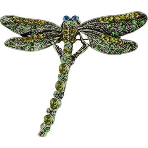 Vintage Lovely Dragonfly Brooches Women Insect Brooch Pin Fashion Shiny Crystal Scarf Lapel Pin Dress Coat Jewelry Accessories