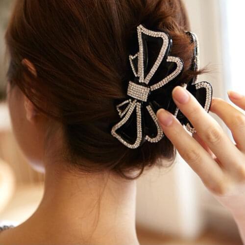 Korean Style acrylic hairpin bow rhinestone grab clip ladies washing hair crab simple hair accessories for women accessories
