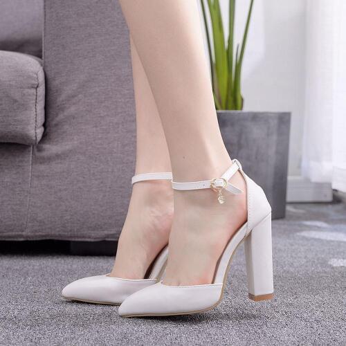 Womens Shoes Pointed Square Heel Casual Single Shoes Shallow Mouth Concise High Heels Elegant Wedding Shoes Banquet Dress Pumps