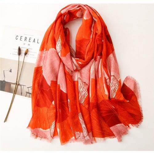 Newest Leaf Printed Women Islam Hijab Scarf Long Muslim Head Wraps 180x90cm Ladies Shawl