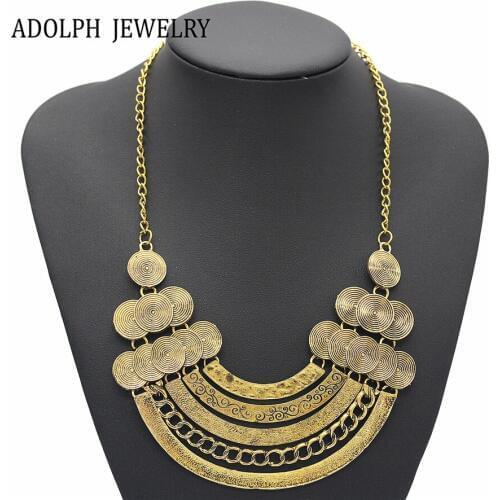 ADOLPH Jewelry New Choker Fashion Necklaces For Women 2015 Alloy Metal Exaggerated Multilayer Pendant Statement Necklace