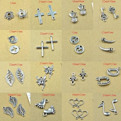 10PCS 16*17mm Leaf Clover Charms Antique silver color Tone for diy lucky charms necklace pendant jewelry accessories