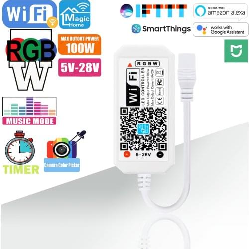 100W RGBWW WI-FI Controller Smart Magic Home LED Strip Control 5050 Music Light Strip Controller Alexa Google home Voice control