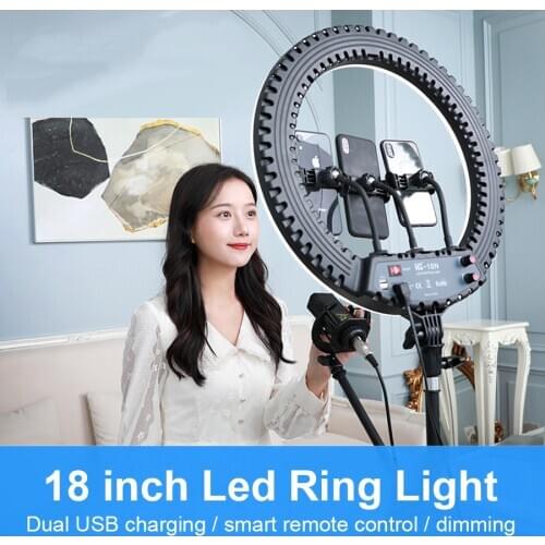 18inch LED Ring Light Photographic Selfie Ring Lighting with Stand for Smartphone Youtube Makeup Video Studio Tripod Round Light