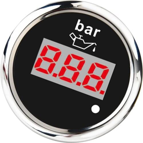 2'' 52mm Car Auto Red LED Pointer Oil Pressure Press Gauge 0-10BAR Black
