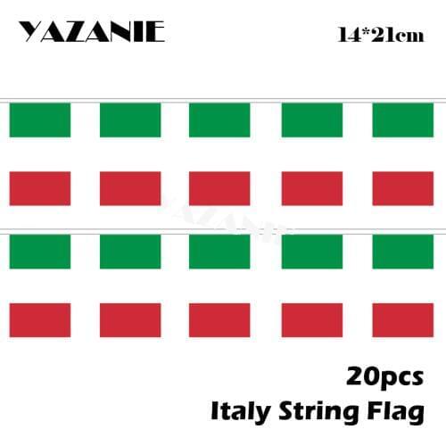 YAZANIE 14*21cm 20PCS 5Meter Italy Hanging String Flag Polyester Custom Sports Banner for Festival Home Decoration Free Shipping