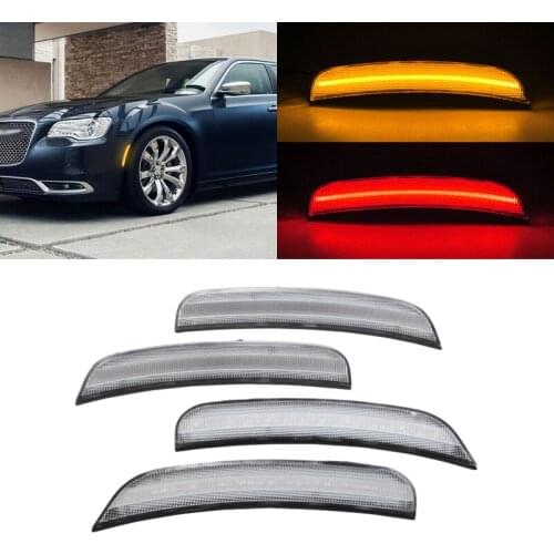 4PCs Smoked/Clear Lens Turn Signal Lamp LED Side Marker Lights For Chrysler 300 2015 2016 2017 2018 2019