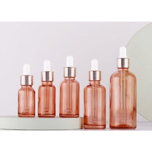 5pcs Hot Sale 5 -100ml Pink/Green/Blue/Clear Glass Dropper Bottle Jars Vials With Pipette Cosmetic Perfume Essential Oil Bottles