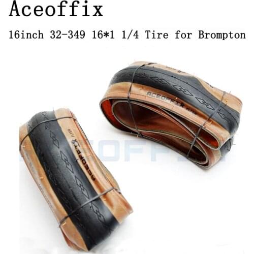 INNOVA ACEOFFIX Brompton 32-349 folding 16*1 1/4 tire retro yellow edge tire 16 inch 195g Ultralight