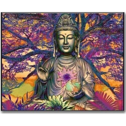 5D DIY Diamond Painting Full Diamond Religious Buddha Lotus Flower Diamond Art Embroidery New Products Mosaic Home Decoration