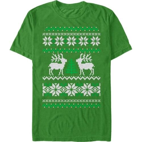 Reindeer Tree Ugly Christmas T-Shirt. Summer Cotton O-Neck Short Sleeve Mens T Shirt New S-3XL