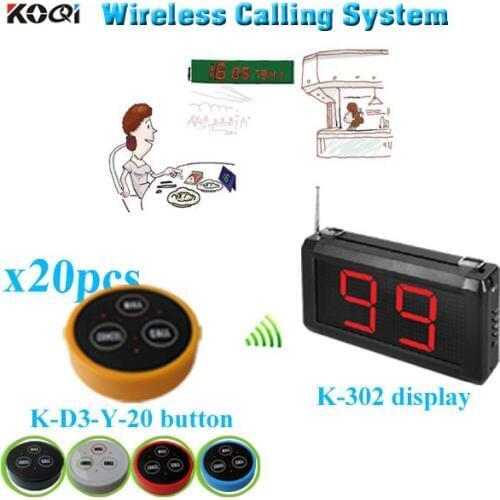 Wireless Restaurant Guest Ordering System with K-302 monitor K- D-3 transmitter button (1 display+20 table bell button)
