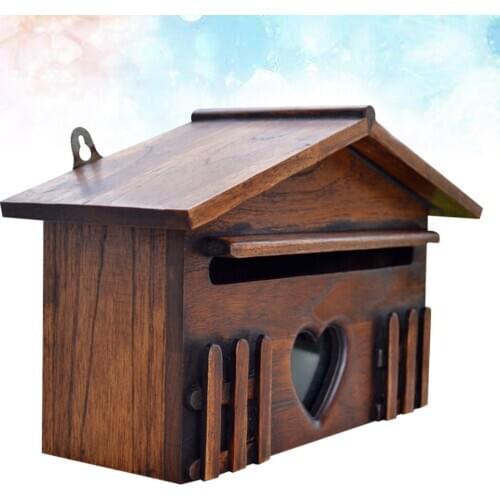1PC Wooden Mailbox Outddor Post Box Rainproof Suggestion Box Creative Letter Box for Home Company