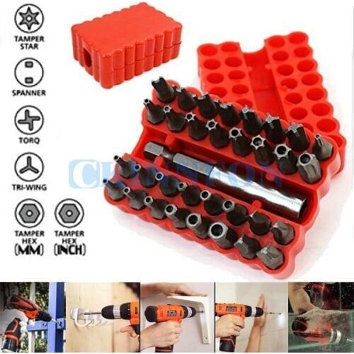 DHL 100Set 33pcs Security Tamper Proof Torx Hex Star Bit Set Magnetic Holder Bits Torx Hex Star Tamper Proof Screwdrivers Bit