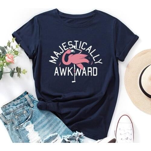 Summer Women Casual Short Sleeve T-shirt Flamingo Letter Print Female Graphic Fashion T Shirt Ladies Streetwear O-Neck Tees Tops