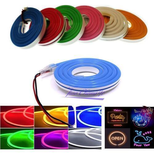 DC12V SMD2835 Flexible LED Strip Waterproof Neon Ribbon Lights silicone tube Red Green Blue white warm white 6X12mm