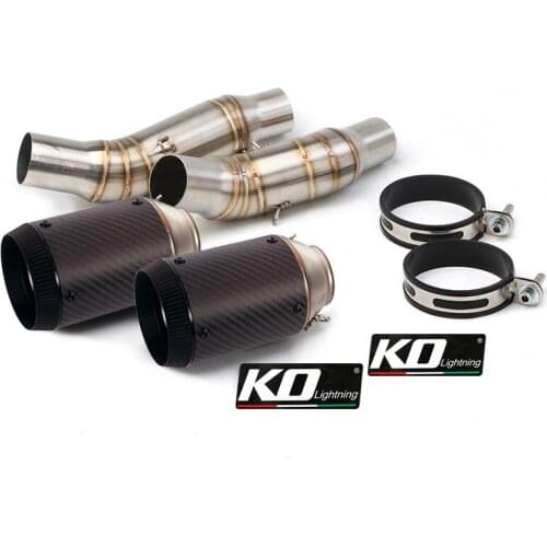 Left Right 51 mm Slip-on Mufflers for Kawasaki Z1000 Z1000SX Ninja Motorcycle Mid Pipe 160 mm Escape with DB Killer Reserve Cat