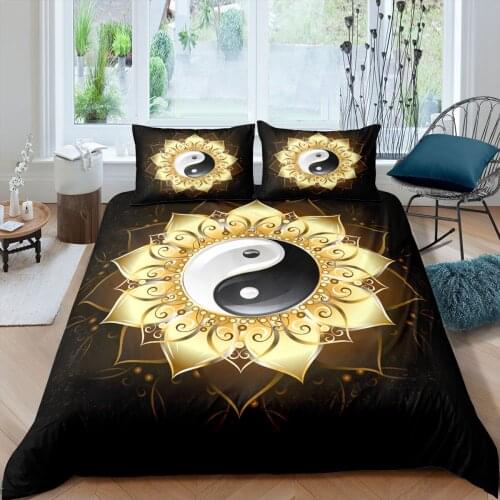 Yin Yang Bagua Diagram Flower Bedding Set Tai Chi Duvet Cover Luxury Home Textile Bed Quilt Cover Queen King Bed Cover Sets