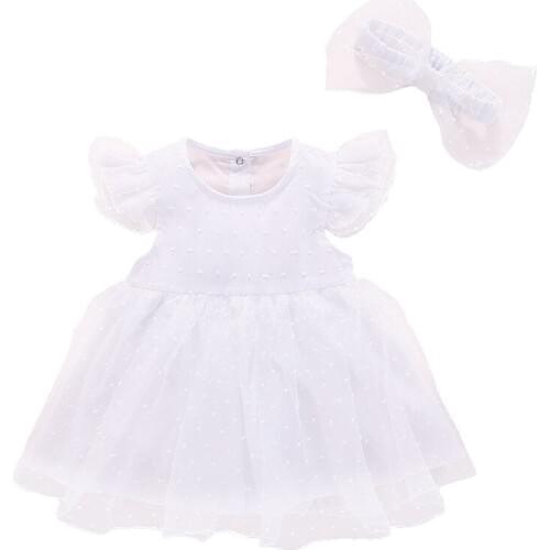 Summer Princess Baby Girl Dress Birthyday Baptism 0-12M Infant Girls Clothing Tutu Dresses+Headband 2Pcs Suit Cute Girl Outfits