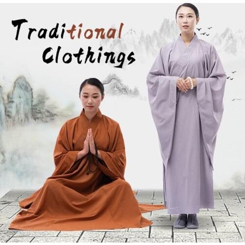 Meditation Zen Shaolin Hanfu Oriental Chinese Traditional Monk Costume Buddhist Clothing Monk Robe Taoism Tibetan Clothes