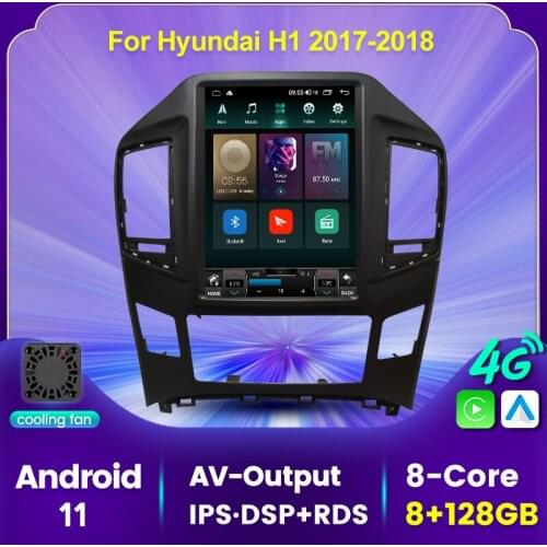 9.7'' Android 11 6G 128G Tesla Screen Car Auto Radio Video Audio Multimedia for Hyundai H1 2017-2018 carplay+Auto Cooling fan