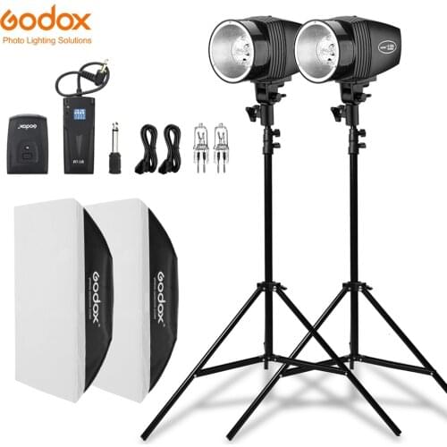 Godox 300Ws 2x 150Ws Strobe Studio Flash Light Kit with RT-16 Trigger & 2x 50x70cm Softbox & 2x 190cm Light Stand For Canon